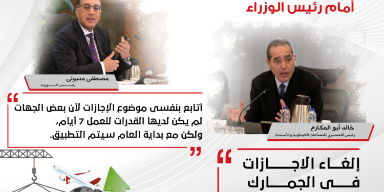 خالد أبو المكارم خلال لقاءه رئيس مجلس الوزراء : مطلوب 50 مليار جنيه حد ادني لرد الأعباء التصديرية