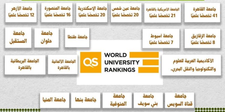 التعليم العالي: إدراج 19 جامعة مصرية في نسخة تصنيف QS العالمي للتخصصات الجامعية للعام 2025
