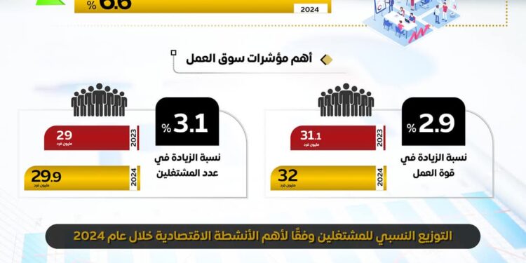 إنفوجراف .. سوق العمل شهد تحسنًا ملحوظًا في مؤشرات التشغيل خلال عام 2024