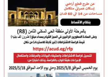 غدا .. «العاصمة الادارية» تطرح قطع أراضي بنظام التقسيط علي المطورين العقاريين لإقامة أنشطة عمرانية متكاملة