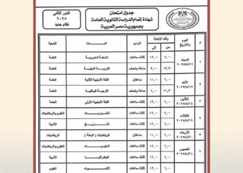 وزير التربية والتعليم يعتمد جدول امتحانات شهادة إتمام الثانوية العامة الدور الثانى 2025