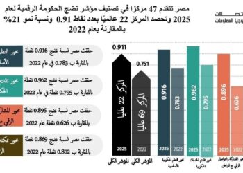 مصر تتقدم 47 مركزًا في تصنيف مؤشر نضج الحكومة الرقمية لعام 2025 الصادر عن البنك الدولي