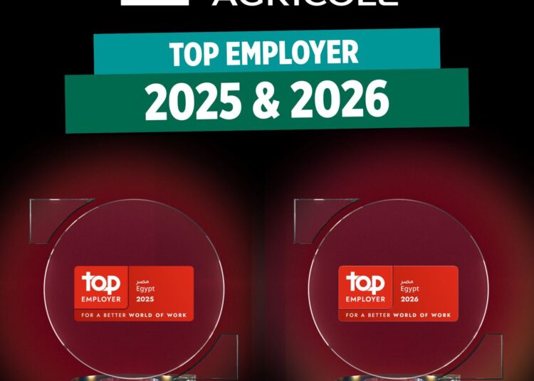 بنك كريدي اجريكول مصر يحصل على شهادة «أفضل جهة عمل من المؤسسة العالمية Top Employers» عن عامي 2025 و2026